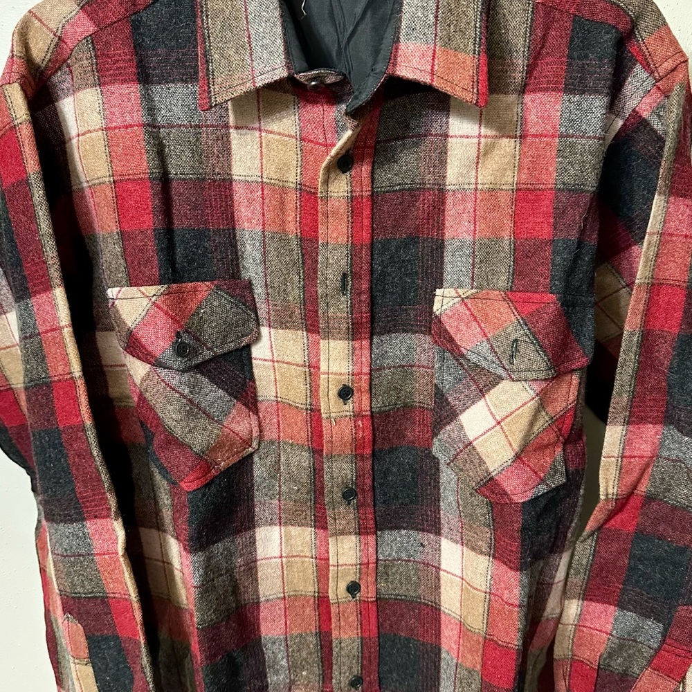 Plaid Wool Shirt in Red and Black
